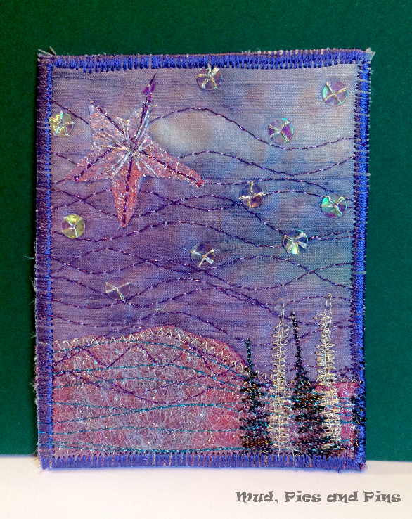 Winter Sparkle  Fabric ATC received by Mud Pies and Pins
