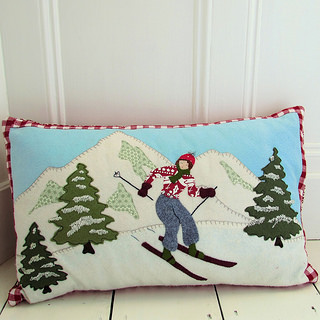 Alpine Skier Pillow Cover, pattern from Bustle and Sew