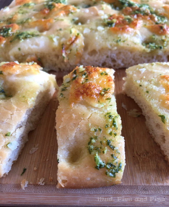 Wild garlic pesto and mozzarella focaccia | Mud, Pies and Pins